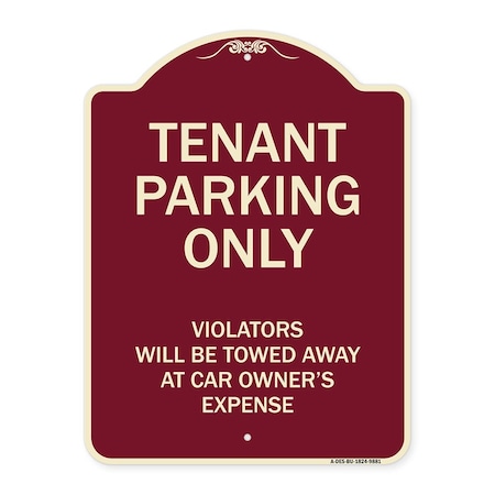 Signmission Designer Series-Tenant Parking Violators Will Be Towed Away Car Owner, 24" x 18", BU-1824-9881 A-DES-BU-1824-9881